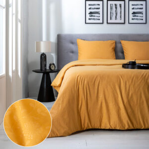 Fresh & Co Embossed Bloem Kleur: Okergeel, 2-persoons (200 x 200/220