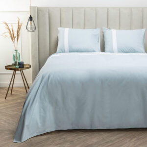 Presence Egyptische Katoen Streep - Baby Blue /White Lits-jumeaux (240 x 200/220 cm + 2 kussenslopen) Dekbedovertrek