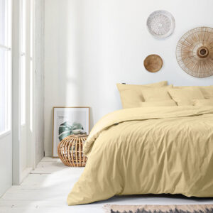 Presence Plain Percale - Licht Geel 1-persoons (140 x 240 cm + 1 kussensloop) Dekbedovertrek
