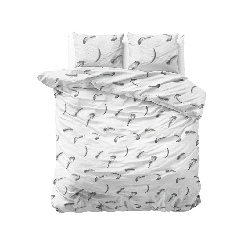 Sleeptime Elegance Feathers - Flanel Dekbedovertrek Lits-jumeaux (240 x 200/220 cm + 2 kussenslopen) Dekbedovertrek