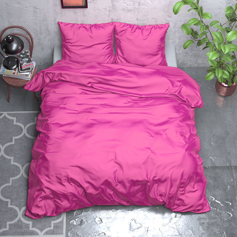 Sleeptime Elegance Satijn Geweven Uni - Hot Pink Dekbedovertrek 2-persoons (200 x 220 cm + 2 kussenslopen) Dekbedovertrek