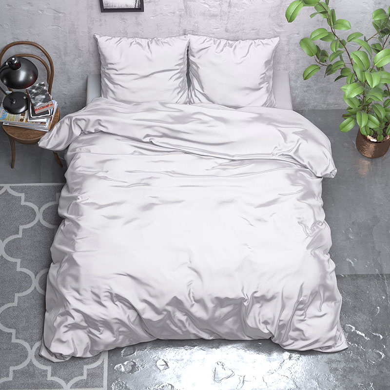 Sleeptime Elegance Satijn Geweven Uni - Wit Dekbedovertrek 2-persoons (200 x 220 cm + 2 kussenslopen) Dekbedovertrek