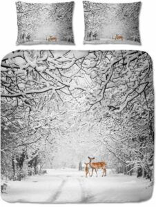 Zachte Katoen Eenpersoons Dekbedovertrek Winter Forest | 140x200/220 | Ademend En Soepel | Fijn Geweven