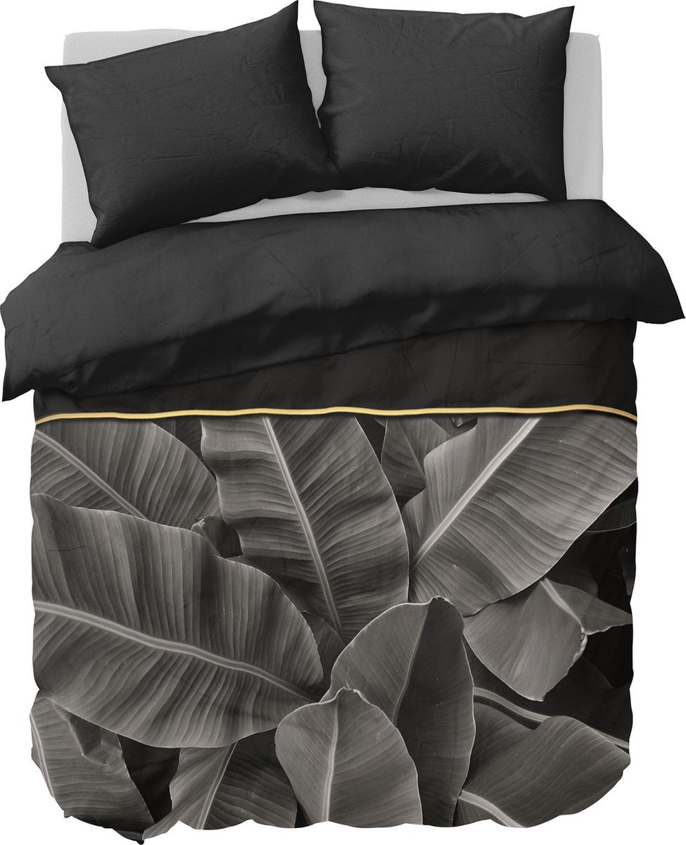 Y-NOT - Bladeren - Dekbedovertrek - Katoen - Lits-jumeaux - 240X200/220 cm - Zwart, Goud