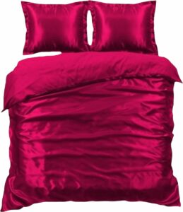 Beauty Silk Dekbedovertrek - 240x200/220 - Glans Satijn - Bordeaux Rood
