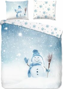 Cheqo® Flanellen Dekbedovertrek - 140x220cm - Tweepersoons - Inclusief Kussenslopen - 100% Flanel Katoen - Ice Blauw
