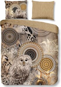 Cheqo® Flanellen Dekbedovertrek - 200x220cm - Tweepersoons - Inclusief Kussenslopen - 100% Zacht Katoen Flanel - Taupe