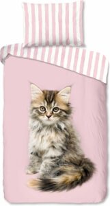 Cheqo® Flanellen Dekbedovertrek - Eenpersoons - 140x200cm - Inclusief Kussensloop - 100% Flanel Katoen - Roze
