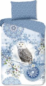 Cheqo® Flanellen Dekbedovertrek - Eenpersoons - 140x200cm - Inclusief Kussensloop - 100% Zacht Flanel Katoen - Ice Blauw