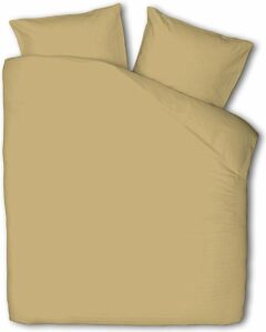 Fresh & Co - Tweepersoons Dekbedovertrek Hotel Uni - Okergeel 200x220 cm - Microvezel - Dekbedovertrek met 2 kussenslopen