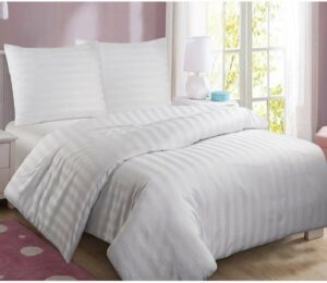 Homéé hotel dekbedovertrekset CVC 27mm satijn streep 140g. p/m2 wit tweepersoons 200x200/220 + 2 sloop 60x70 cm