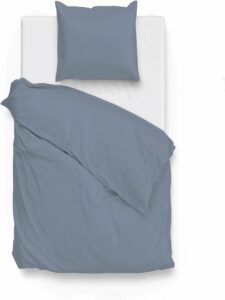 Hoogwaardige Katoen/Satijn Eenpersoons Dekbedovertrek Uni licht blauw | 140x200/220 | Zacht En Soepel | Subtiele Glans
