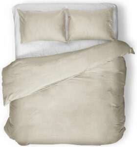 Luxe egyptisch percale katoen uni dekbedovertrek zand - lits-jumeaux (240x200/220) - premium kwaliteit - prachtige uitstraling
