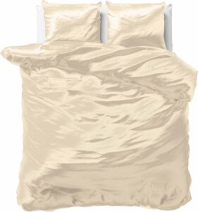 Luxe glans satijn dekbedovertrek uni creme - lits-jumeaux (240x200/220) - tegen acne, onzuiverheden en warrig haar - heerlijk zacht en soepel