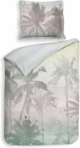 Premium Biologisch Katoen/Satijn Eenpersoons Dekbedovertrek Palm Trees | 140x200/220 | Luxe En Comfortabel | Hoogwaardige Kwaliteit