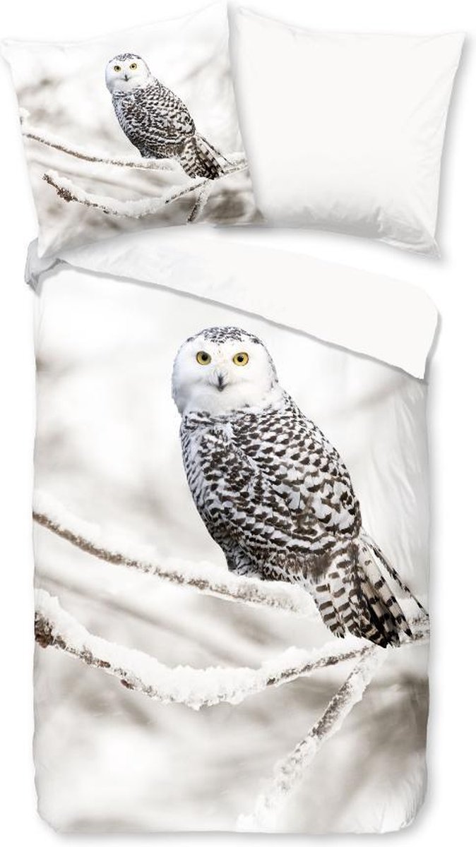 Warme Flanel Eenpersoons Dekbedovertrek Owl | 140x200/220 | Hoogwaardig En Zacht | Ideaal Tegen De Kou