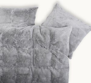 Y-NOT - Fluffy Teddy - Dekbedovertrek - onderkant Microvezel - 200x200 - Tweepersoons met 20 cm instopstrook en Ritssluiting - Grijs