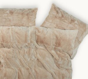 Y-NOT - Fluffy Teddy - Dekbedovertrek - onderkant Microvezel - 200x200 - Tweepersoons met 20 cm instopstrook en Ritssluiting - Nude