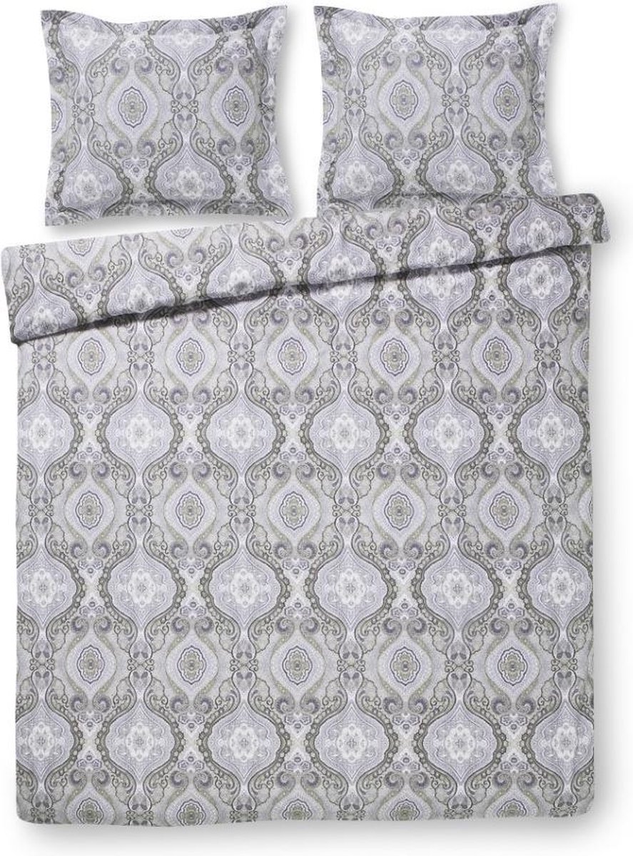 Zachte Katoen/Satijn Tweepersoons Dekbedovertrek Fiene Grijs | 200x200/220 | Luxe En Comfortabel | Hoogwaardige Kwaliteit