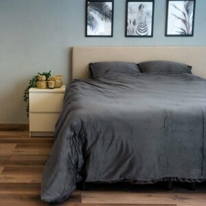 Beau Maison - Velvet Dekbedovertrek - Antraciet - 240 x 200/220 cm + 2 kussenslopen