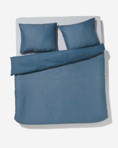 HEMA Dekbedovertrek 200x200/220 Zacht Katoen Structuur Blauw (blauw)