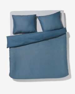 HEMA Dekbedovertrek 200x200/220 Zacht Katoen Structuur Blauw (blauw)