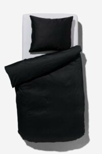 HEMA Dekbedovertrek Katoensatijn 140x220 Zwart (zwart)