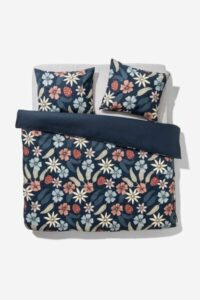 HEMA Dekbedovertrek Zacht Katoen 240x220 Bloemen Blauw (blauw)