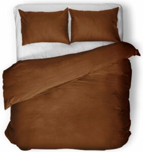 Luxe egyptisch percale katoen uni dekbedovertrek bruin - lits-jumeaux (240x200/220) - premium kwaliteit - prachtige uitstraling