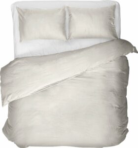 Luxe egyptisch percale katoen uni dekbedovertrek creme - lits-jumeaux (240x200/220) - premium kwaliteit - prachtige uitstraling
