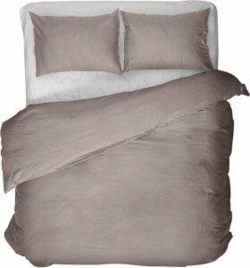 Luxe egyptisch percale katoen uni dekbedovertrek taupe - eenpersoons (140x200/220) - premium kwaliteit - prachtige uitstraling