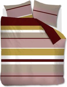 Luxe katoen/satijn dekbedovertrek Yoran rood - lits-jumeaux (240x200/220) - zacht en hoogwaardig - stijlvol en modern dessin
