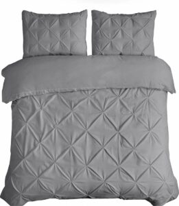Prachtige katoen dekbedovertrek geborduurd grijs - 200x200/220 (tweepersoons) - zacht en fijn geweven - luxe en elegant