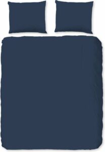 Zachte Katoen/Satijn Tweepersoons Dekbedovertrek Uni Donker Blauw | 200x200/220 | Luxe En Comfortabel | Hoogwaardige Kwaliteit