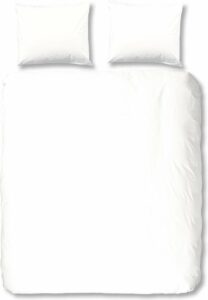 Zachte Katoen/Satijn Tweepersoons Dekbedovertrek Uni Wit | 200x200/220 | Luxe En Comfortabel | Hoogwaardige Kwaliteit