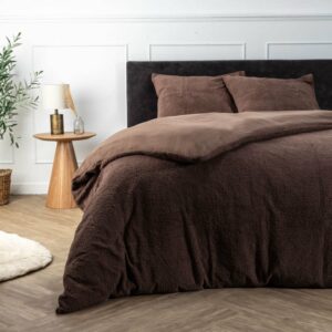 Dekbedovertrek Teddy - Lits-Jumeaux (240x220 cm) - Bruin Microvezel - Dessin: Effen - Fresh & Co - Dekbed-Discounter.nl