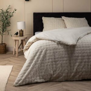 Dekbedovertrek Teddy Square - Lits-Jumeaux (240x220 cm) - Wit Microvezel - Dessin: Patroon - Fresh & Co - Dekbed-Discounter.nl