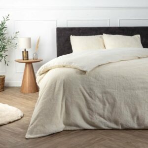 Dekbedovertrek Teddy - Tweepersoons (200x220 cm) - Wit Microvezel - Dessin: Effen - Fresh & Co - Dekbed-Discounter.nl