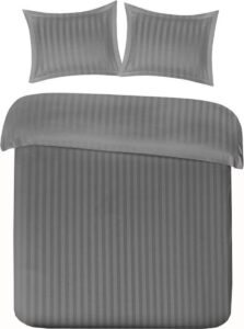 Luxe Katoen/Satijn Tweepersoons Dekbedovertrek Satin Stripe Grijs | 200x200/220 | Luxe En Comfortabel | Hoogwaardige Kwaliteit
