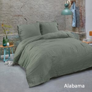 Blckout Dekbedovertrek Alabama Groen Tweepersoons 200x200/220 cm - Organic Linnen - Hoogwaardige Duurzame Kwaliteit