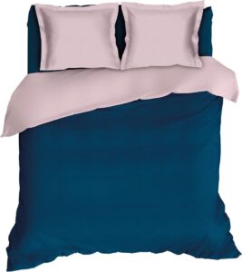 Warme Flanel Dekbedovertrek Uni Blauw/Roze | 240x200/220 | Heerlijk Zacht En Soepel | Ideaal Tegen De Kou