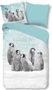 Warme Kinder Flanel Eenpersoons Dekbedovertrek Pinguins | 140x200/220 | Hoogwaardig En Zacht | Ideaal Tegen De Kou