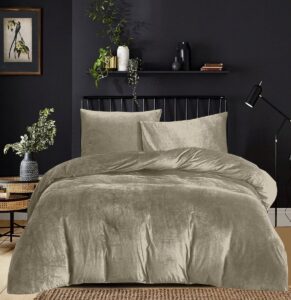 Skylark - Superzacht fluwelen dekbedovertrek - Luxe beddengoed -200x200/220 - Taupe