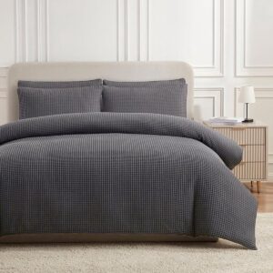 Beau Maison Wafel Dekbedovertrek Antraciet 140x200/220 cm + 1 kussensloop
