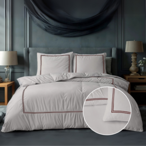 Dekbedovertrek Percale Katoen - Tweepersoons (200x200 cm) - Taupe Percale katoen - Dessin: Luxe - Primaviera Deluxe - Dekbed-Discounter.nl