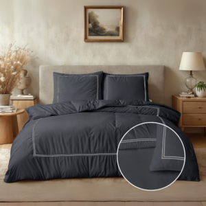 Dekbedovertrek Percale Katoen - Tweepersoons (200x200 cm) - Zwart & Grijs Percale katoen - Dessin: Luxe - Primaviera Deluxe - Dekbed-Discounter.nl