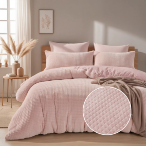 Dekbedovertrek Teddy Check - Lits-Jumeaux (240x220 cm) - Taupe & Roze & Antraciet & Beige Microvezel - Dessin: Effen - Sleeptime Glamour -