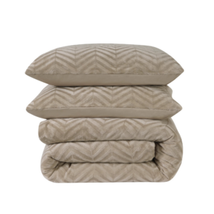 Dekbedovertrek Teddy Chevron - Eenpersoons (140x220 cm) - Taupe Microvezel - Dessin: Patroon, Luxe - Sleeptime - Dekbed-Discounter.nl