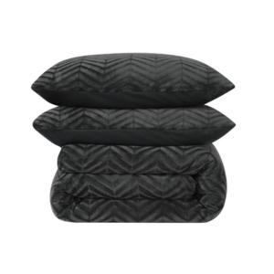 Dekbedovertrek Teddy Chevron - Eenpersoons (140x220 cm) - Zwart Microvezel - Dessin: Patroon, Luxe - Sleeptime - Dekbed-Discounter.nl