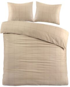 Premium tencel dekbedovertrek checks bruin - 140x200/220 (eenpersoons) - comfortabel en zacht - ademend en absorberend - luxe kwaliteit - zalig slapen